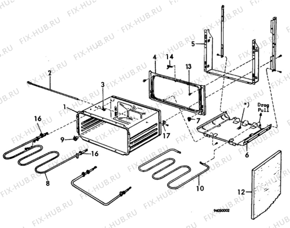 Взрыв-схема плиты (духовки) Husqvarna Electrolux QC608F - Схема узла H10 Oven Cavity (small)